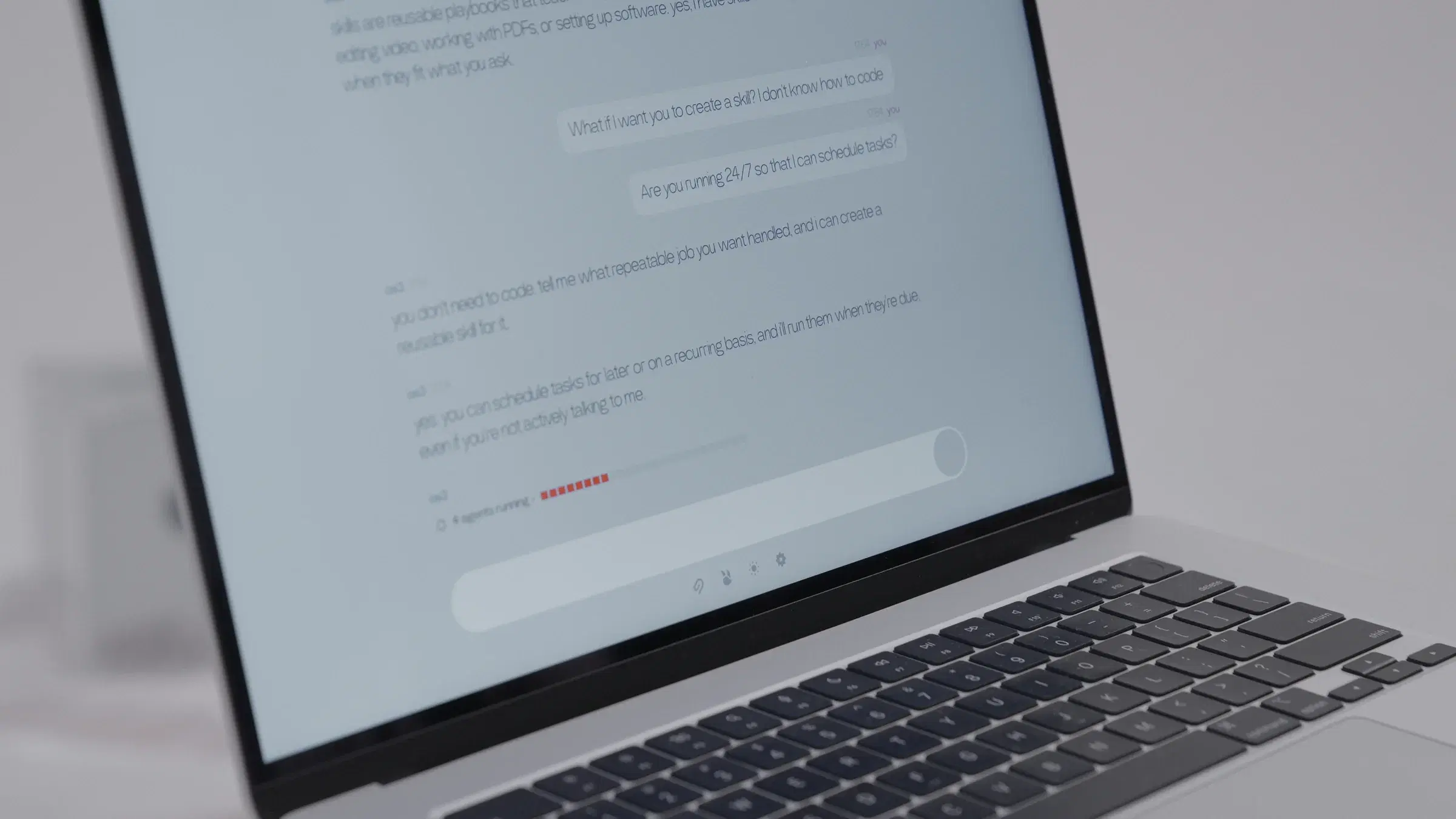OS3 running on a laptop, working through a conversation
